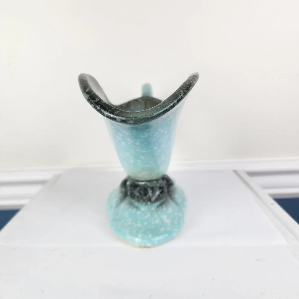 Hull USA Vintage Cornucopia Aqua and Grey Speckled